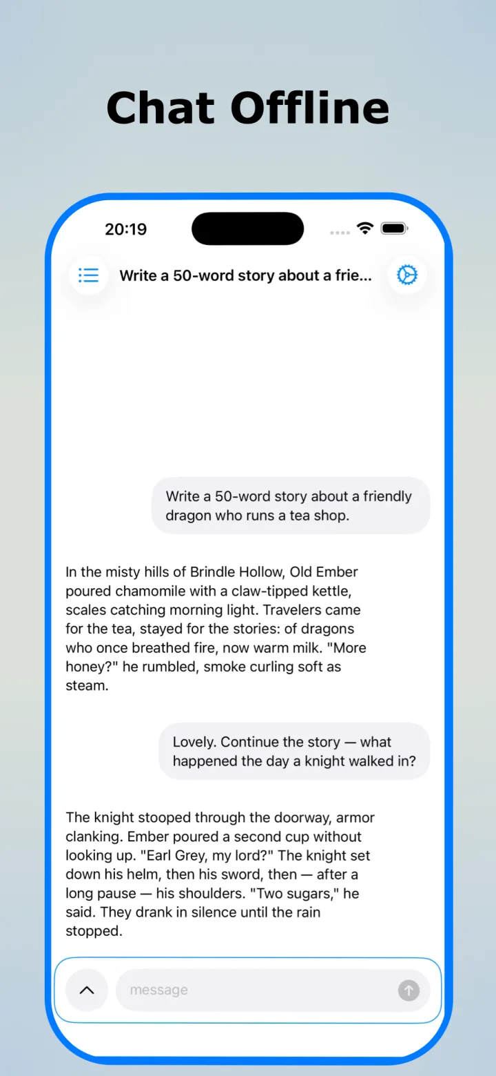 A multi-turn chat in Enigmus continuing a short story